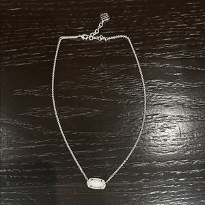 Kendra Scott Silver Necklace with White Stone Pendant